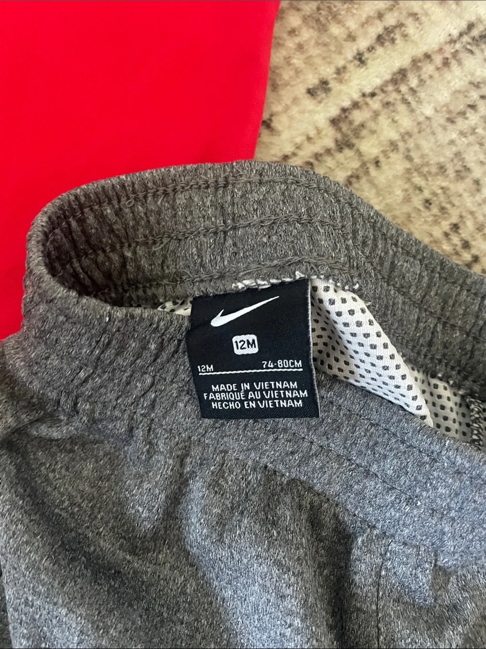 Nike Red Dri-FIT 'Just Do It' Tee with Gray Athletic Shorts 12 month set - Picture 3 of 4